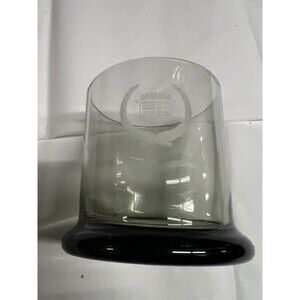 Cadillac Logo Etched smokey gray wiskey Glass 8 New In Box Old Stock